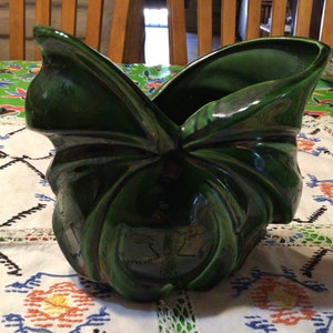 Vintage Valley Vista California Pottery Green Leaf Design Planter o jarrón