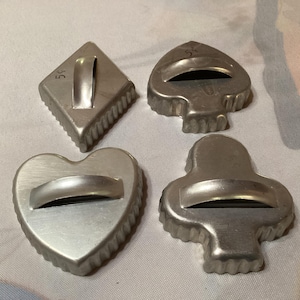 Vintage set of 4 aluminum metal playing card cookie cutters