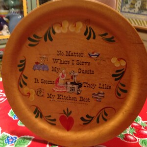 Vintage wooden hand painted platter- ... &quot;They like my kitchen best.&quot;
