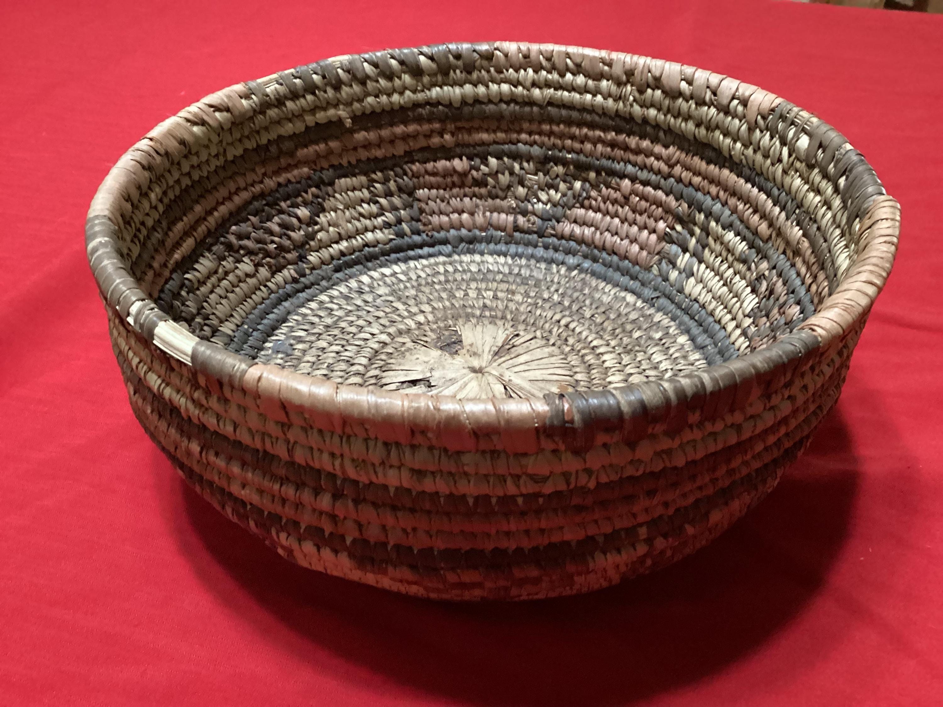Antique Lot of Six Hand Woven Coiled Native American Baskets- Sold