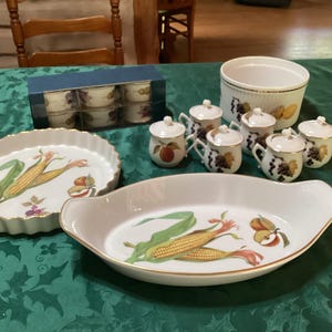 Vintage Royal Worcester Evesham Gold Fine Porcelain Ovenware Dishes with fruit designs- England, sold separately