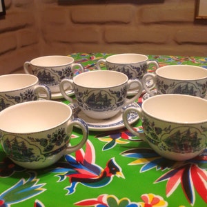 Vintage Wedgwood of Etruria & Barlaston Mandarin India House two handled cup and saucer set- England