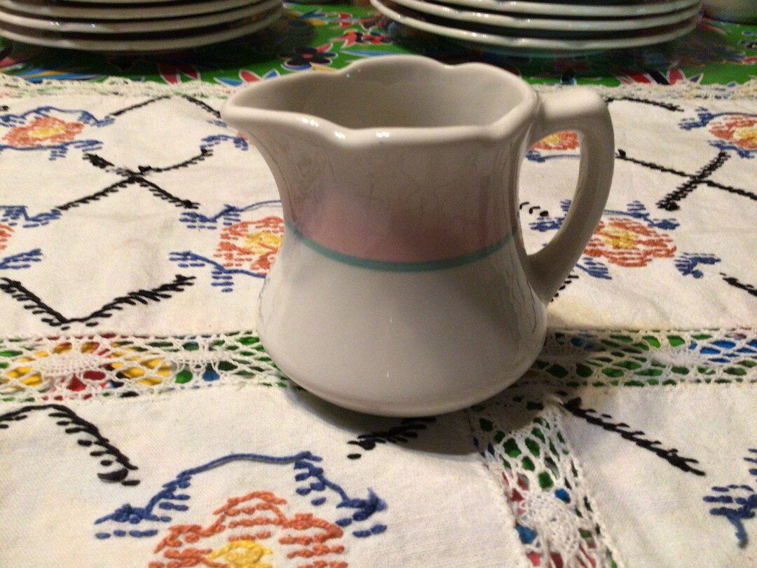 Vintage Walker China Vitrified Heavy Restaurant Ware Creamer Pink and