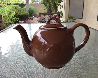 Vintage Hall 6 cup ceramic brown ball teapot