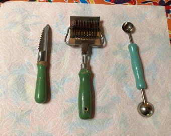 Vintage kitchen tools- Pasta Pastry Cutter,  peeler, and  melon baller- USA- sold separately