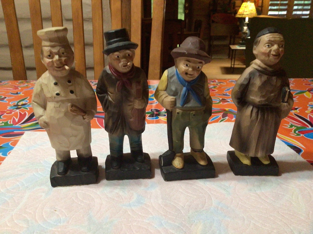 Vintage Set of 4 Enesco Ceramic Smoking Men Figurines Baker Etsy
