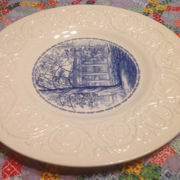 assiette souvenir en céramique vintage - Hermitage Mansion, Nashville, maison d’Andrew Jackson, Wedgwood Chine, Angleterre