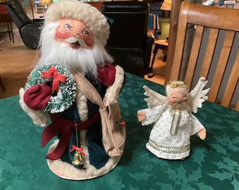 Vintage Annalee Christmas Santa Claus and angel dolls- sold separately