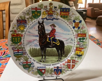Vintage ceramic souvenir dish- the Royal Canadian Mounted Police, Canada