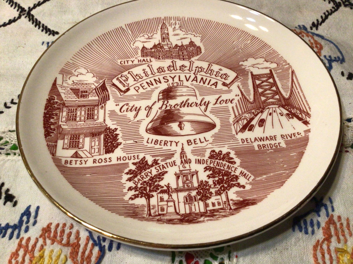 Vintage souvenir ceramic plate of Philadelphia City of Etsy