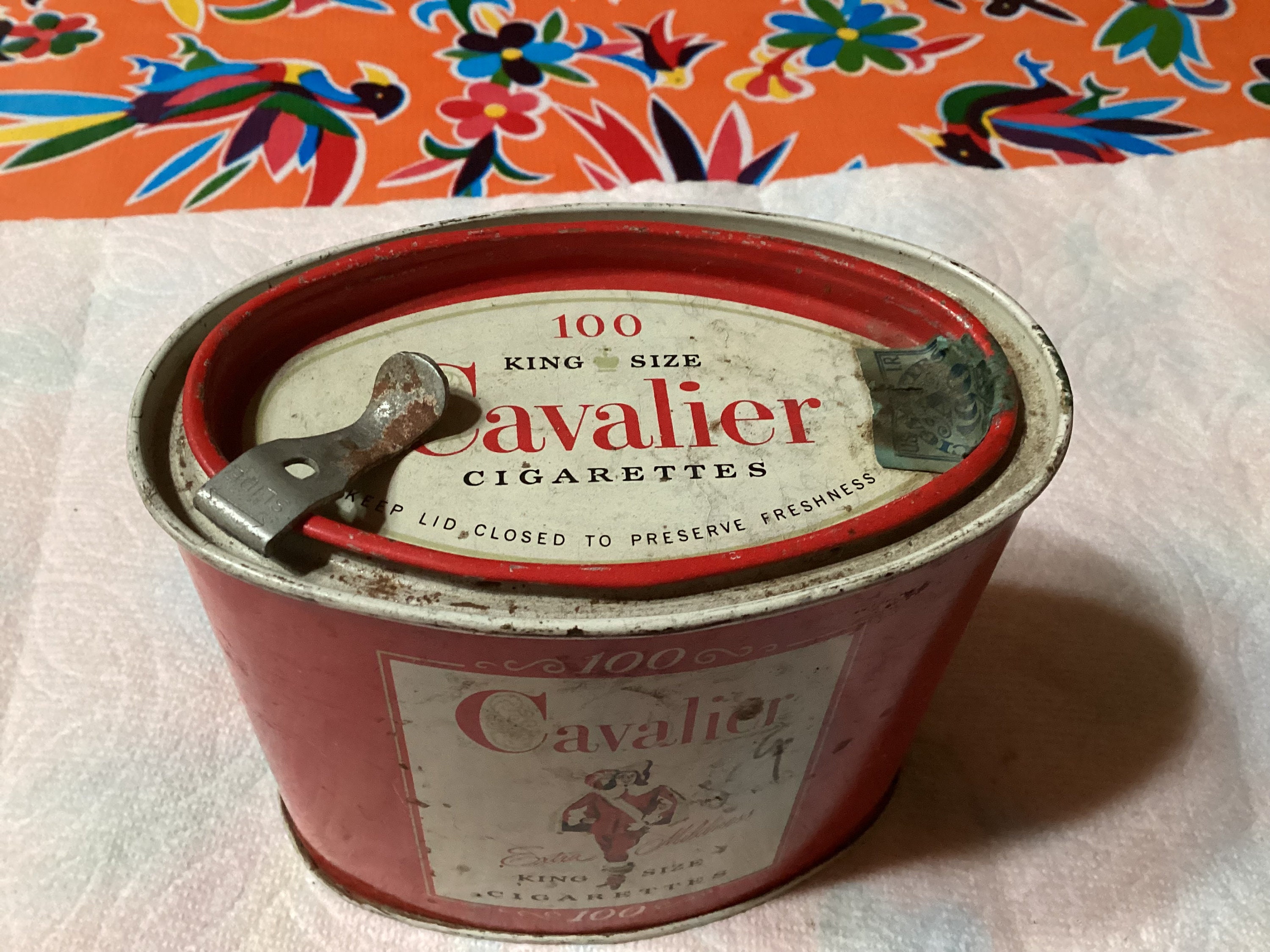 cavalier cigarettes Vintage Cavalier King Size Cigarettes 100 Tin- Made in USA