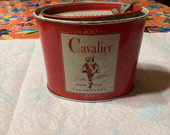cavalier king size cigarette tin Vintage Cavalier King Size Cigarettes 100 Tin- Made in USA