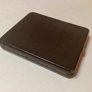 Vintage leather and metal cigarette case