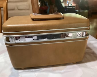 Bolso de viaje o maleta vintage Samsonite beige de mediados de siglo