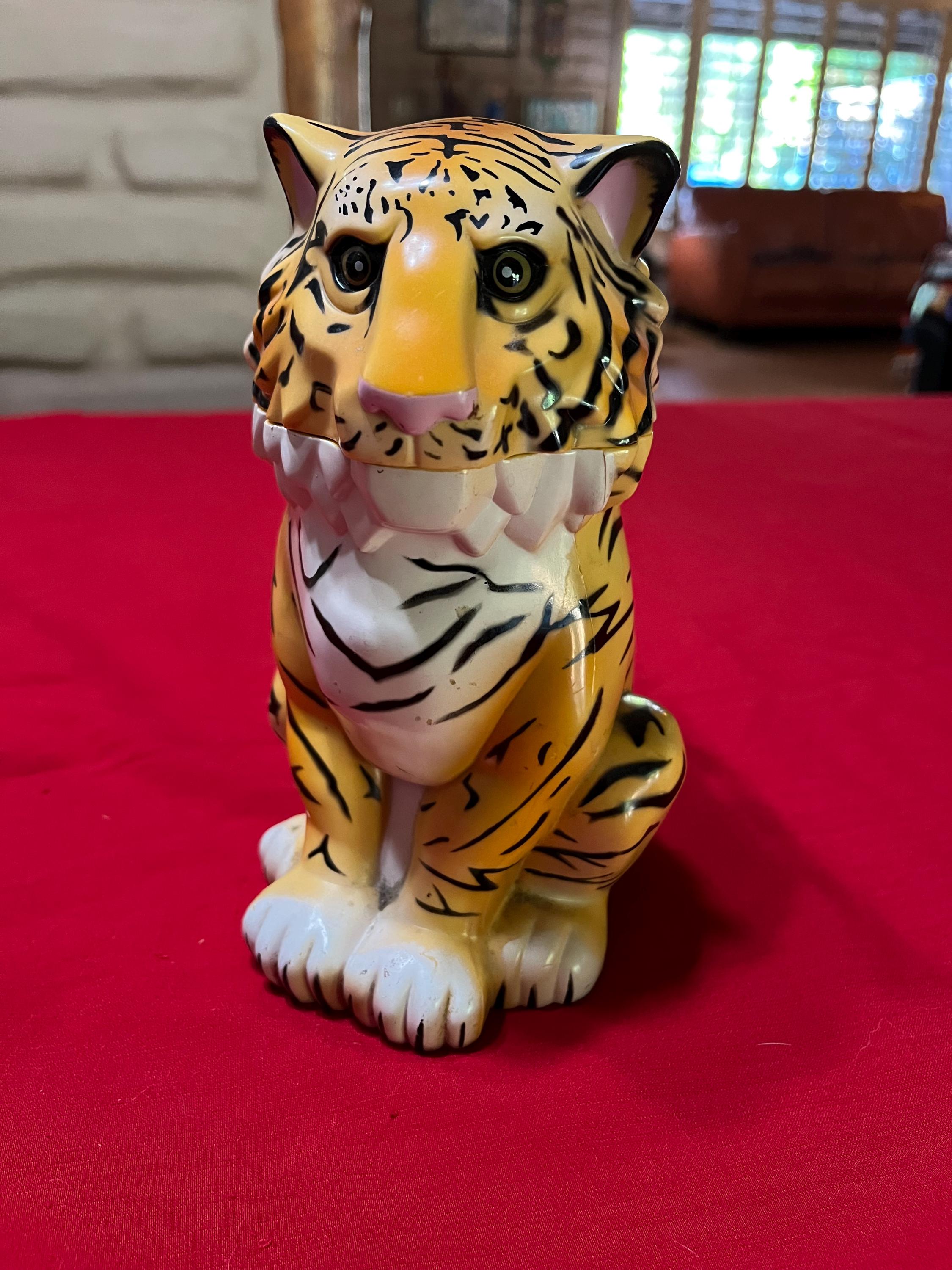 Jouet Vintage Ringling Bros Circus – Tigre Qui Tourne – Bleu Clair – 1985 – Fonctionne
