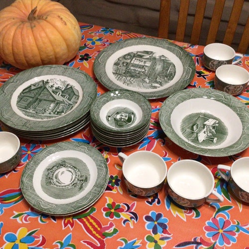 Vintage Old Curiosity Shop dinnerware dishes, bowls, and cups - Royal, USA, sold separately