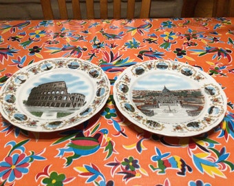 Vintage pair of Rome, Italy souvenir round  plates- marked Bavaria, Germany