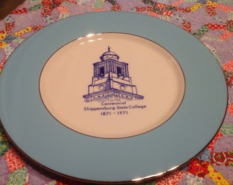 Vintage ceramic Shippenburg State College Centennial  souvenir plate, 1971