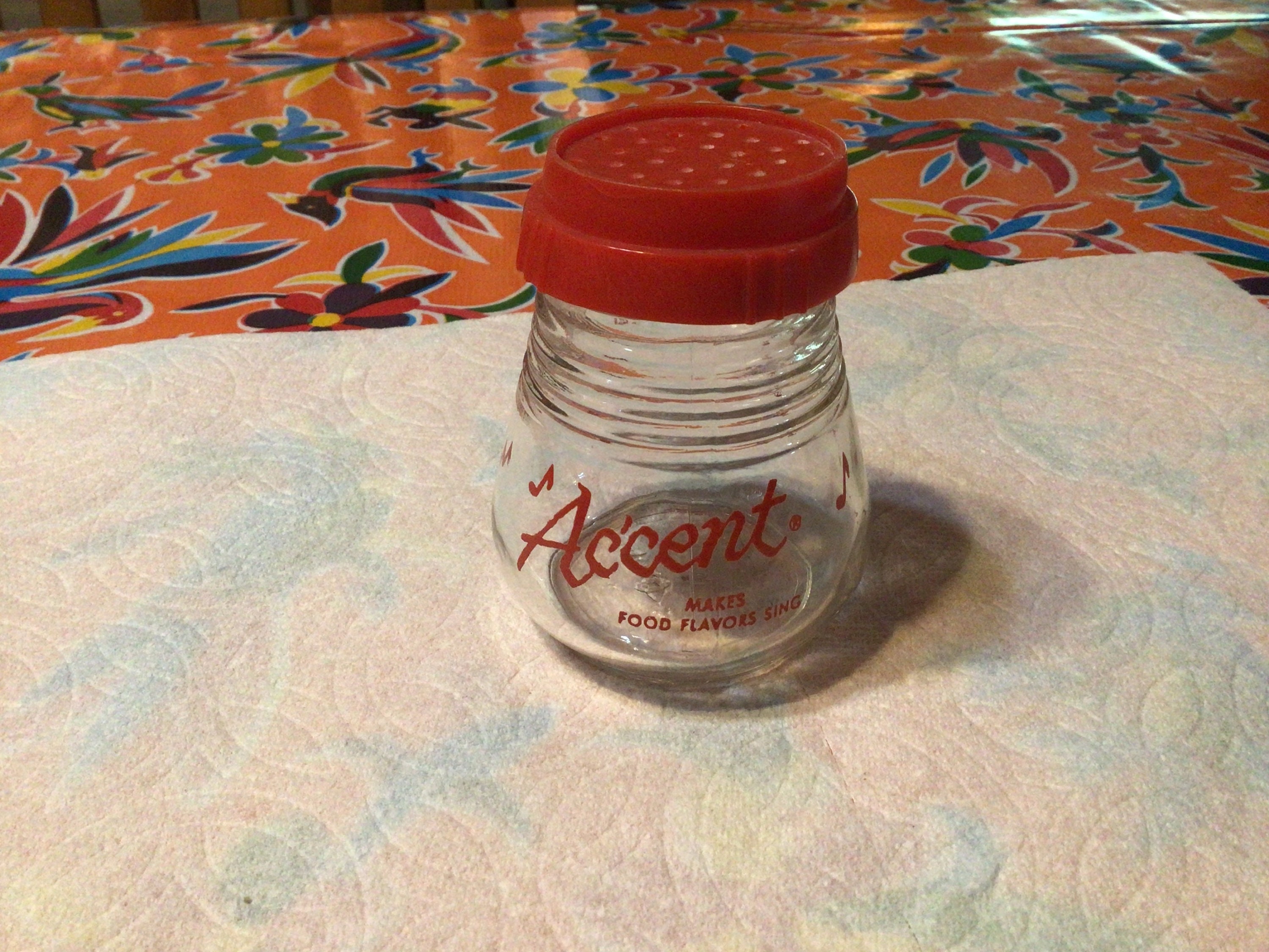 Vintage Accent Glass Spice Shaker With Red Plastic Screw Top 