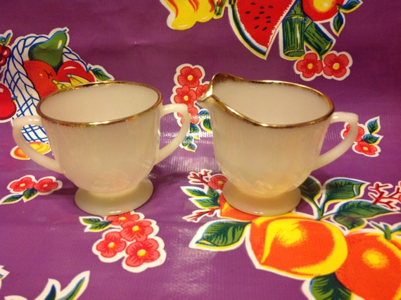 Vintage Fire King Suburbia crema de vidrio de leche y azúcar | Etsy México