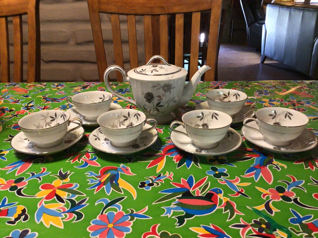 Vintage Beautiful Noritake Rosamor Tea Set- Teapot, Cups and