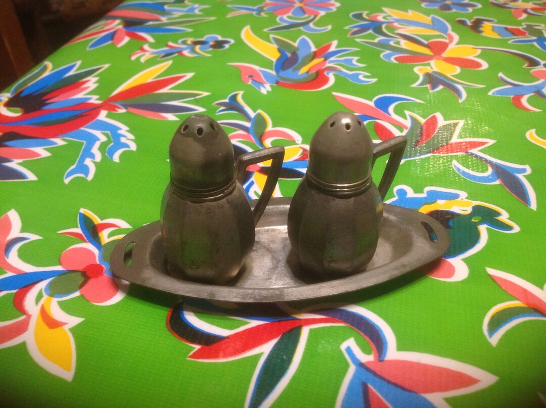 Vintage Pewter Salt and Pepper Shakers With Handles V. Lollo, New York