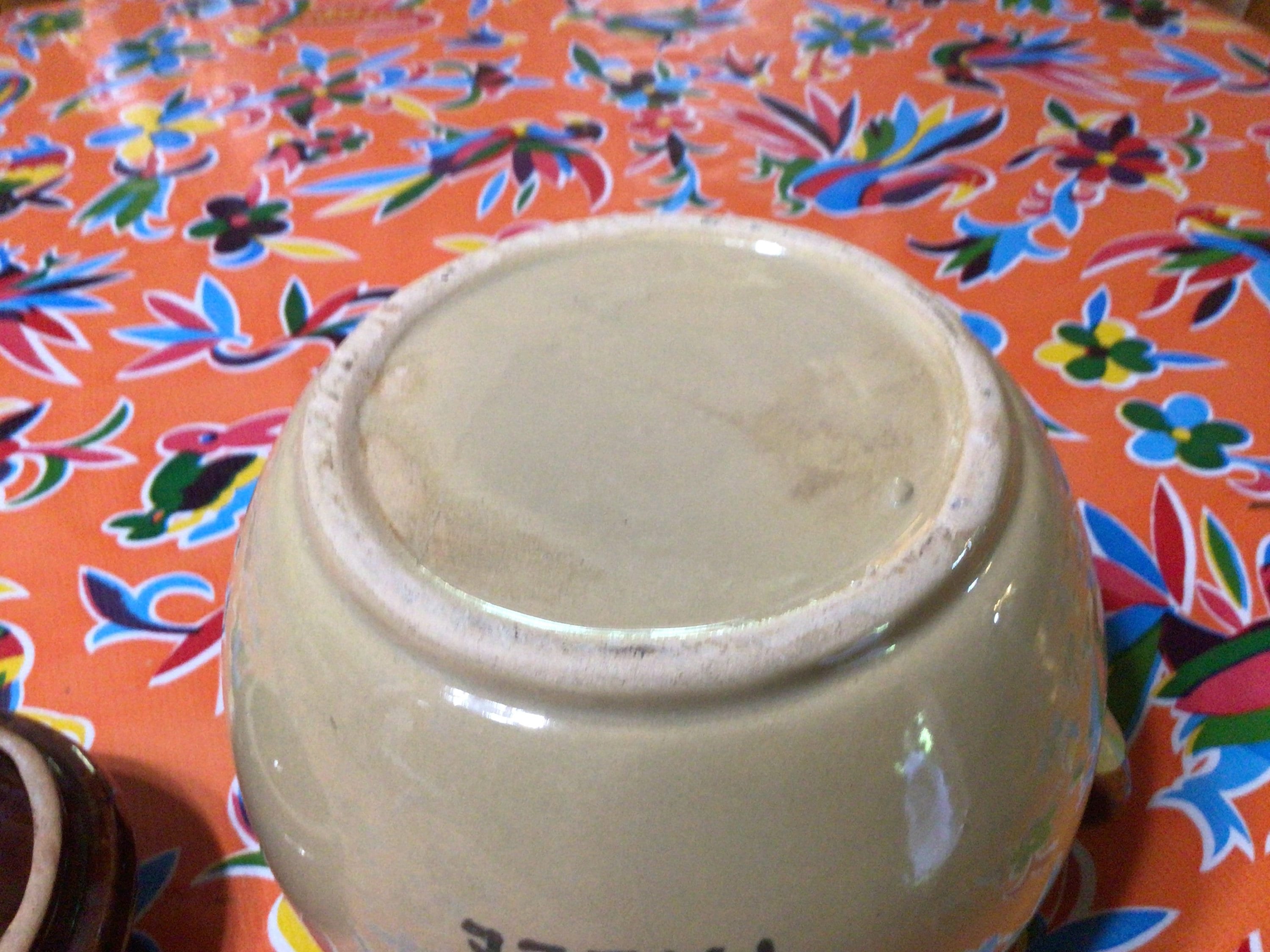 Vintage French Poubelle De Table Stoneware Table Bin With Lid and
