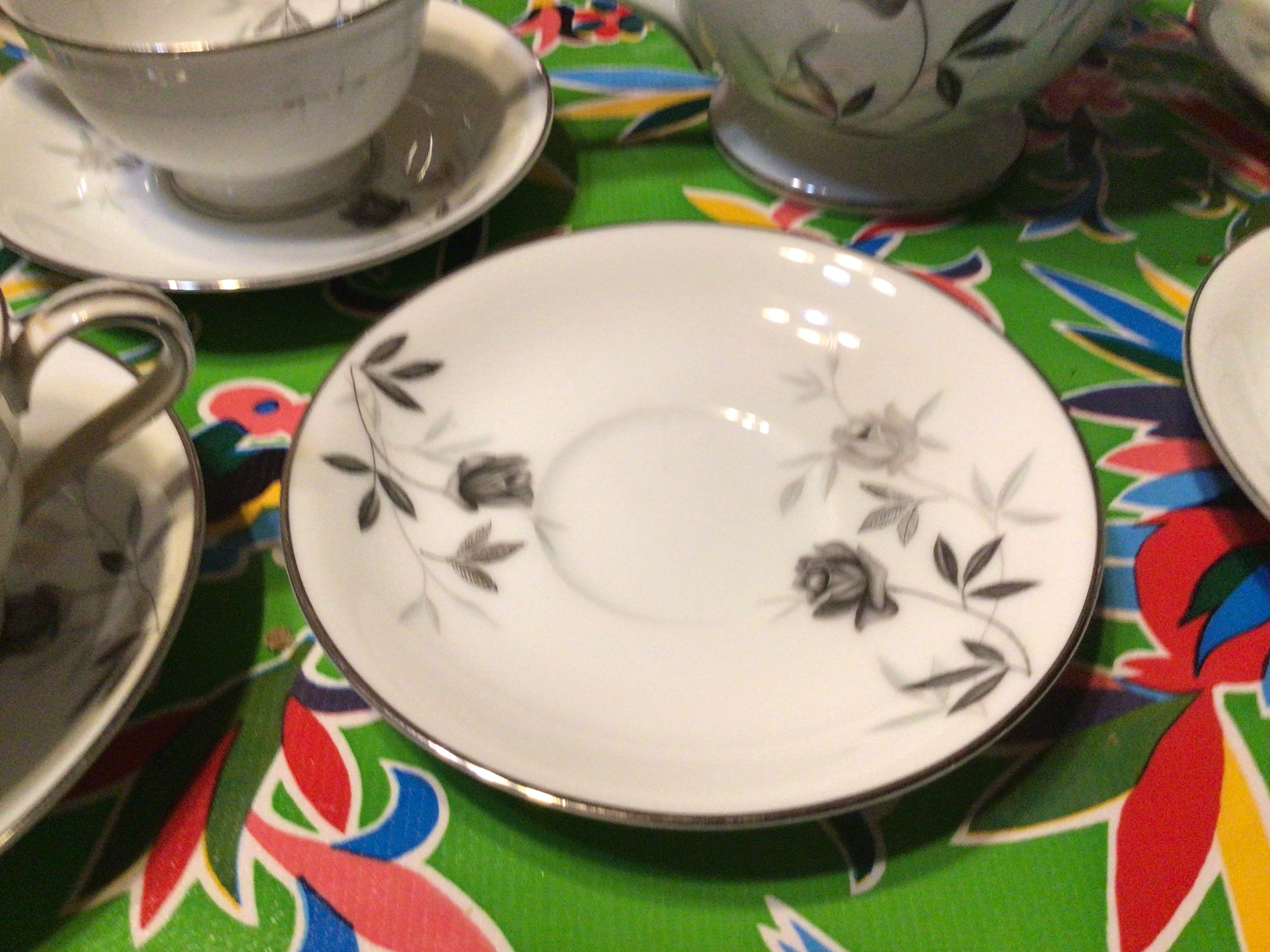 Vintage Beautiful Noritake Rosamor Tea Set- Teapot, 6 Cups
