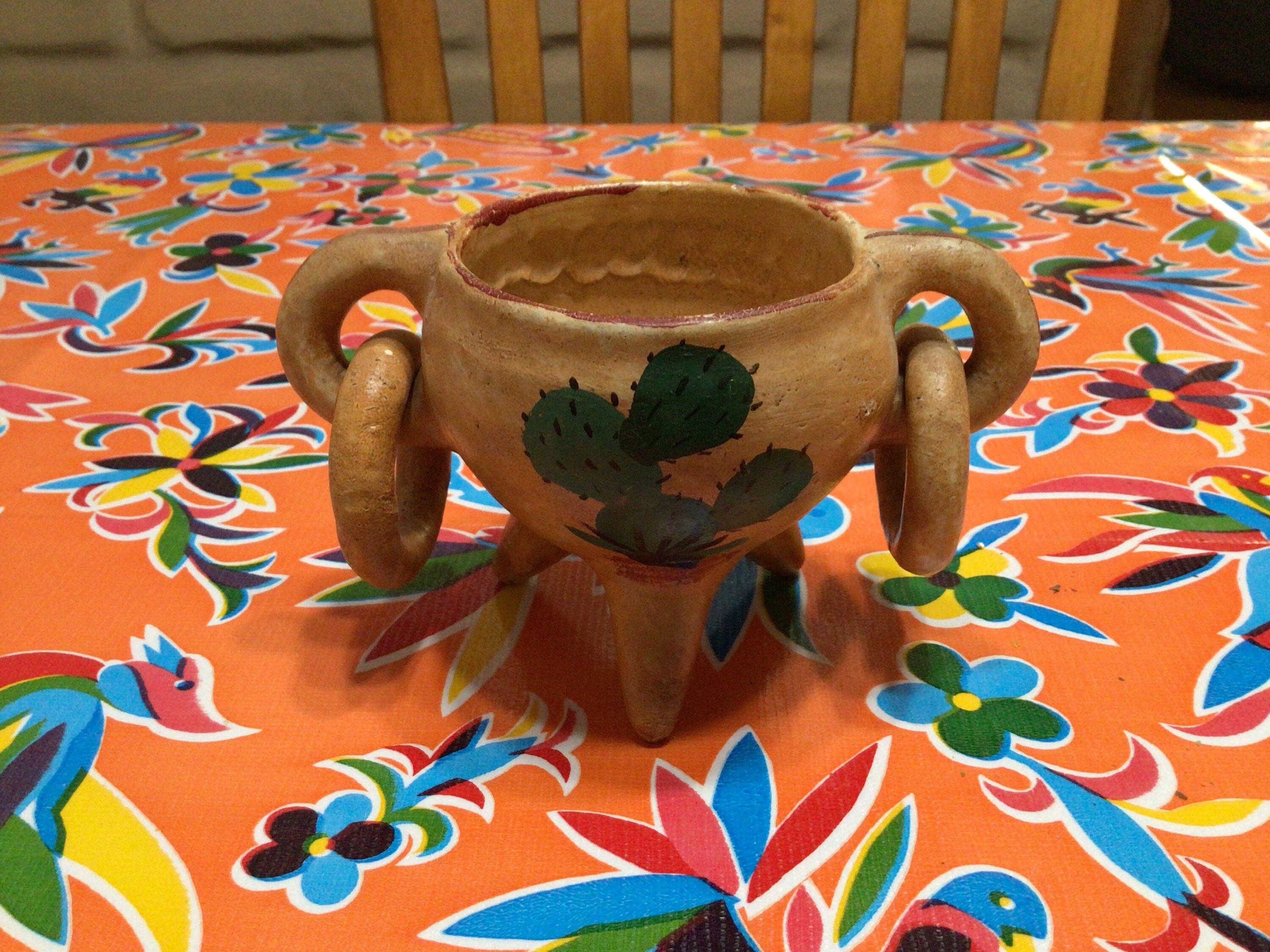 Small Mexican Footed Painted Salsa Bowl (33bc33)