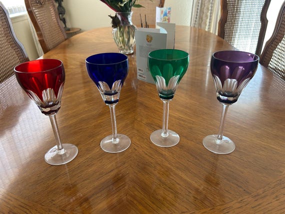 Vintage Set of 4 Beautiful Colorful Baccarat Genova Cut Crystal Stemware  Goblets or Wine Glasses - Etsy Israel