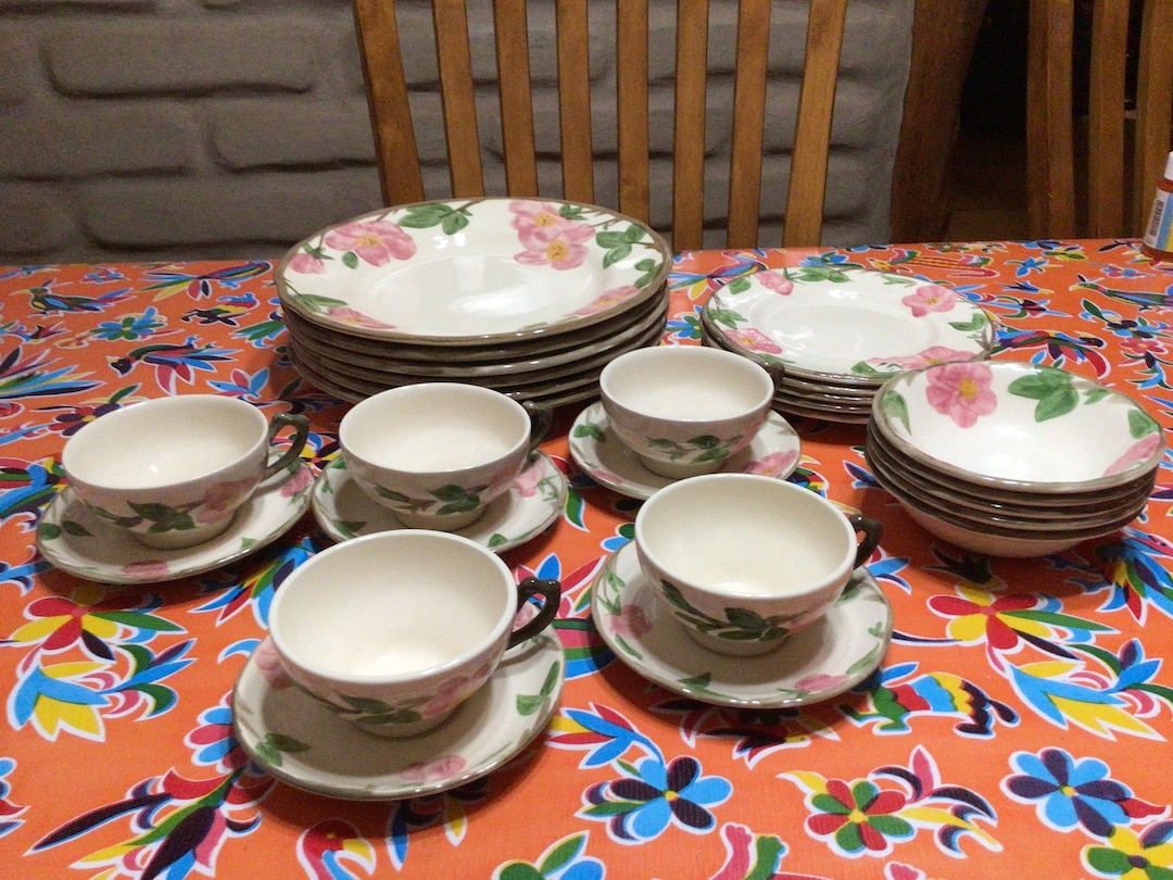 Vintage Franciscan Desert Rose Dinner Plates, Salad Plates, Berry