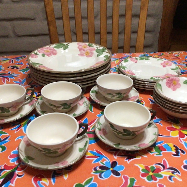 Vintage Franciscan Desert Rose dinner plates, salad plates, berry bowls, tea cup, and cups and saucers- sold separately