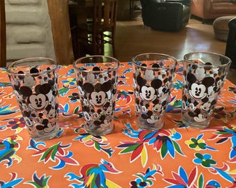 Vintage set of 4 Disney Mickey Mouse tumblers or drinking glasses
