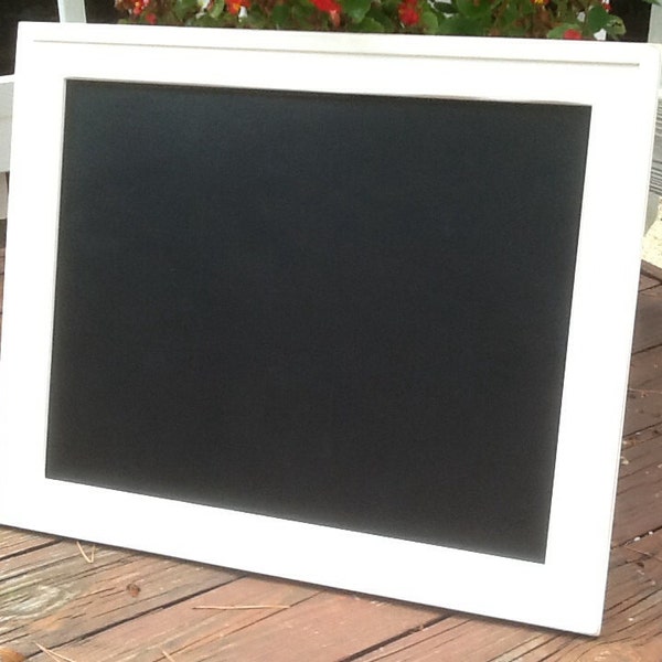 Shabby Chic Distressed Large White Framed Chalkboard /Rustic Chalk Board Frame / Menu Sign