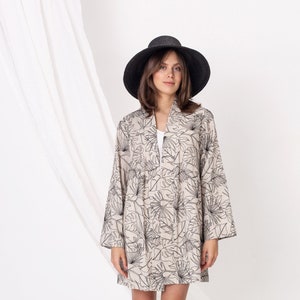 Geborduurde linnen kimono top met riem en lange mouwen, dames multi purpose cover up kimono vest voor strand, vrije tijd, werk