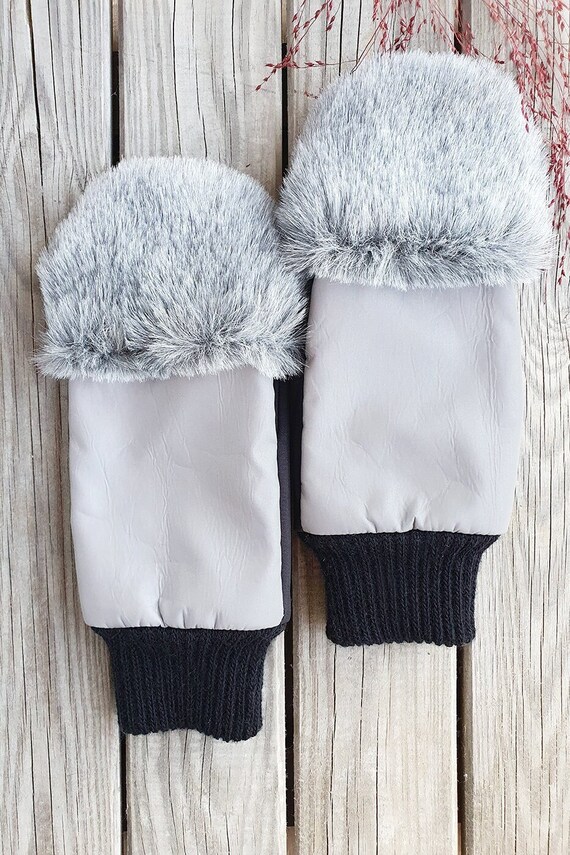 Ladies cheap fur mittens