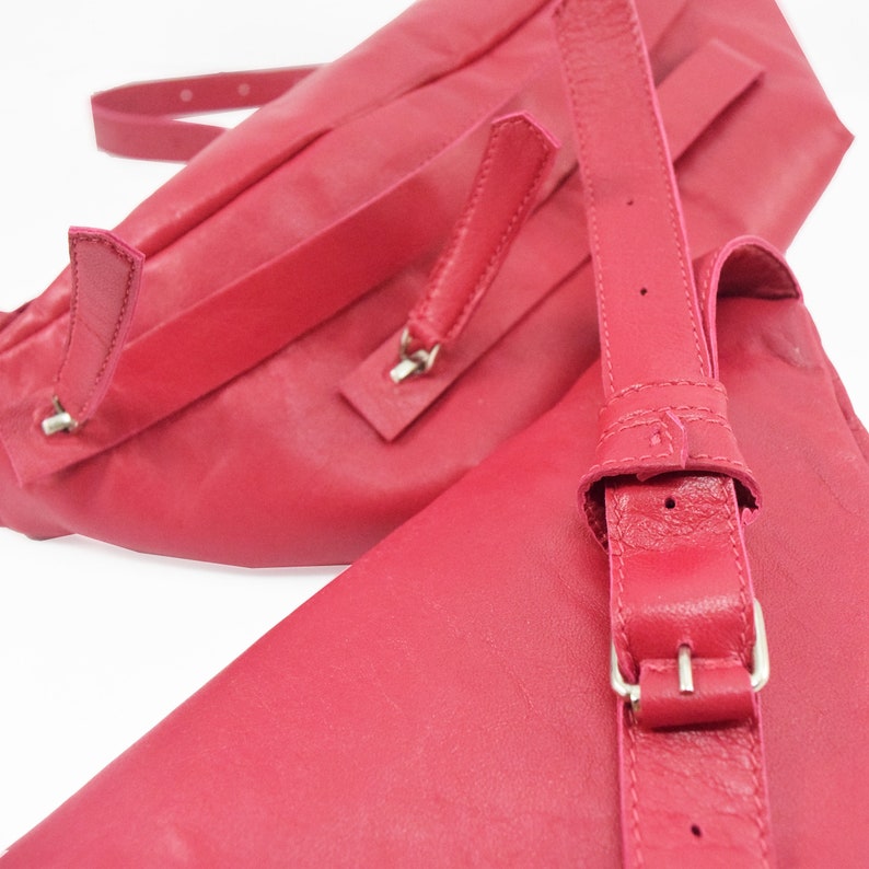 Bright pink goatskin fanny pack for women