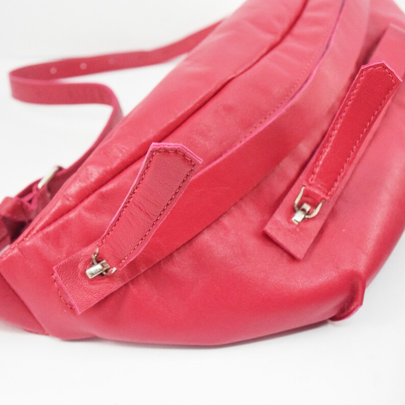 Bright pink goatskin fanny pack for women