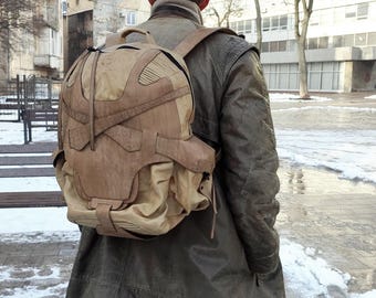 Dune inspired veg tan leather unique distressed backpack