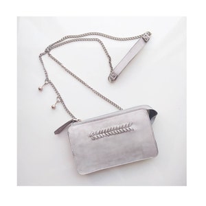 Leather light gray fanny pack / chest bag