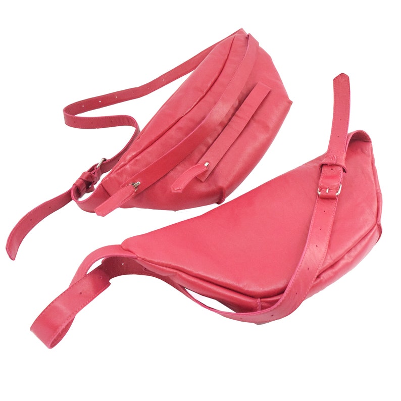Bright pink goatskin fanny pack for women