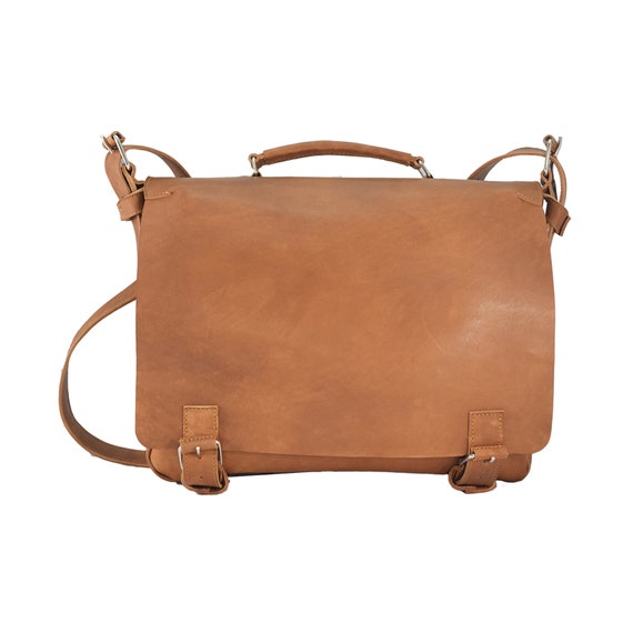 Tan Leather Mens Briefcase / Messenger Bag - Etsy