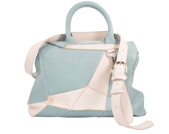 Turquoise lambskin shoulder bag for women
