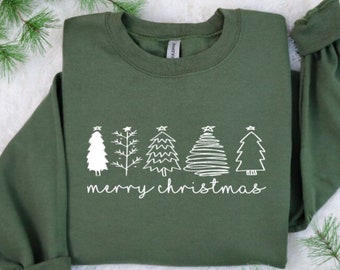 Christmas Sweatshirt - Holiday Sweatshirt - Women's Christmas Shirt - Christmas Vacation Shirt - Christmas Trees Shirt Sweatshirt Pullover