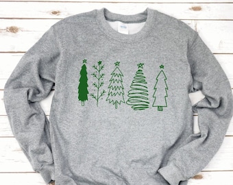 Christmas Trees Shirt - Women's Christmas Sweatshirt - Holiday Shirt  Christmas Shirts - Christmas Shirts for Women - Merry Christmas