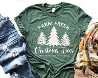 Farm Fresh Christmas Trees Shirt - Women's Christmas Shirt - Holiday Shirt Funny Christmas Shirts - Christmas Shirts for Women Pajama top