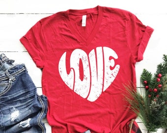 Women's Valentine's Day Shirt - Kids Valentines Day t Shirt - Girls Love Heart Shirt -  Valentines Shirt for Women - Valentines Day Gift Mom