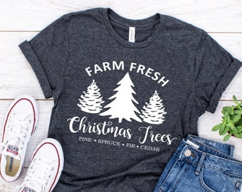 Farm Fresh Christmas Trees Shirt - Women's Christmas Shirt - Holiday Shirt Funny Christmas Shirts - Christmas Shirts for Women Pajama top