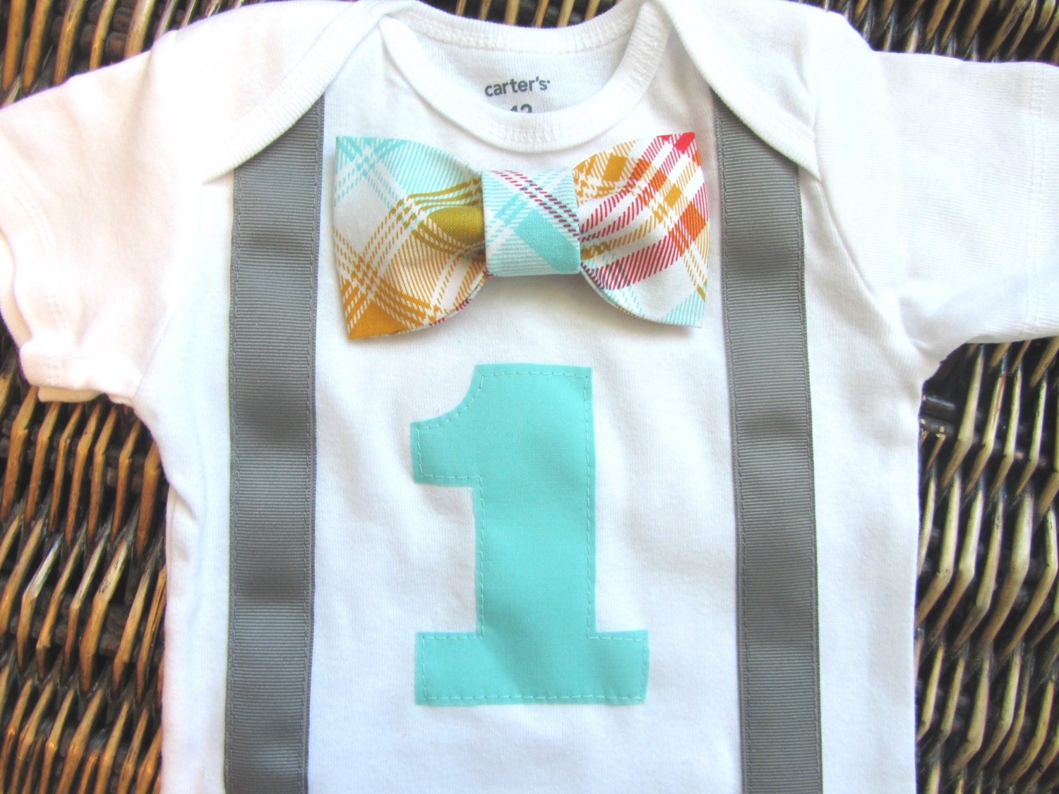 Boys First Birthday Outfit Suspenders Red Blue Orange Bow Etsy