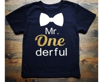 Mr Onederful Shirt - Mr. One Derful Shirt - Boys First Birthday Shirt - 1st Birthday Shirt Boy - First Birthday Boy Shirt - Gold Birthday